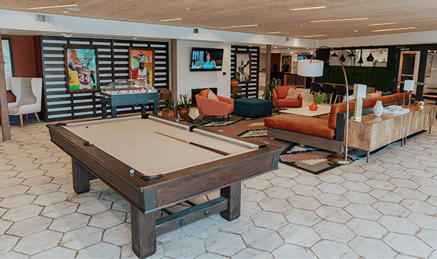 Pool tables in resident clubhouse